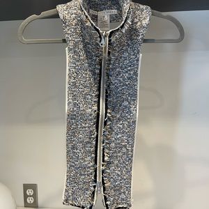 $250 Veronica Beard Adara Dickey Jacket insert blue black luxe tweed fringe